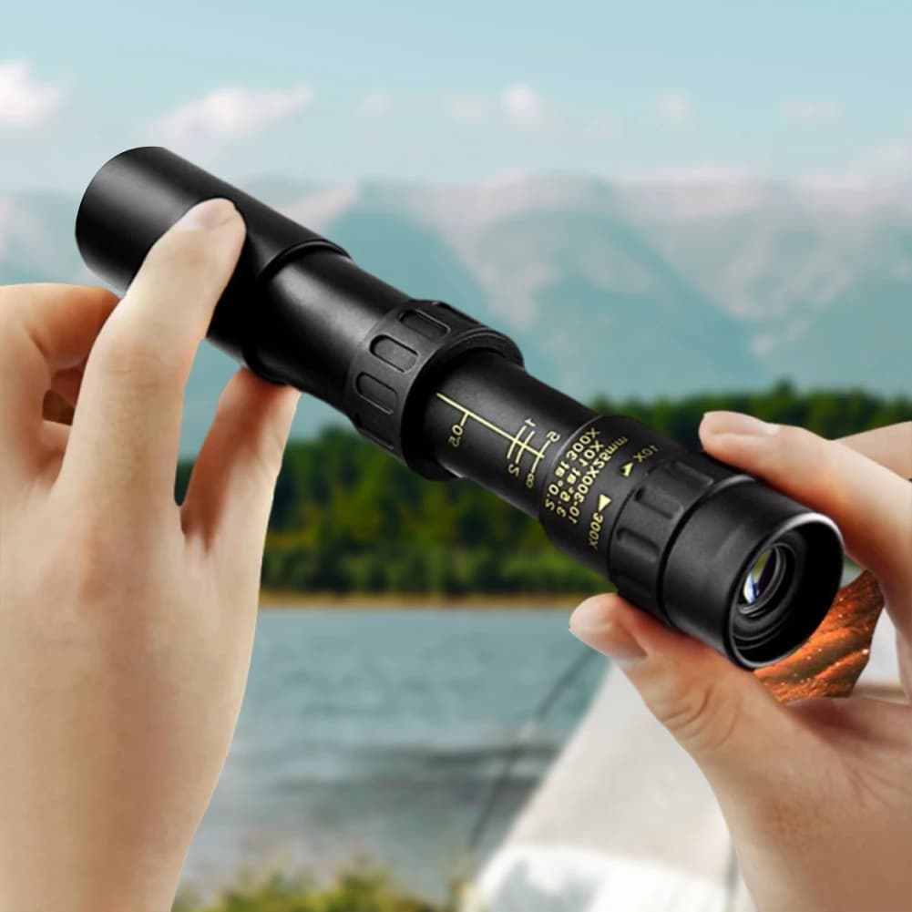 Monocolo Compatto con Zoom 10-300X40mm con Adattatore per Smartphone e Treppiede, Monocolo Tascabile per Birdwatching, Viaggi, Caccia, Campeggio