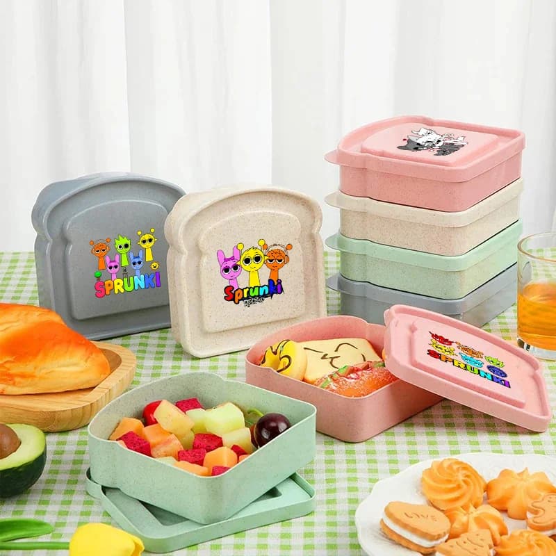 Sprunkis Bento Lunch Box Cartoon Game Pattern Printed Lunchbox Students Portable Food Storage Containers Birthday Party Gifts