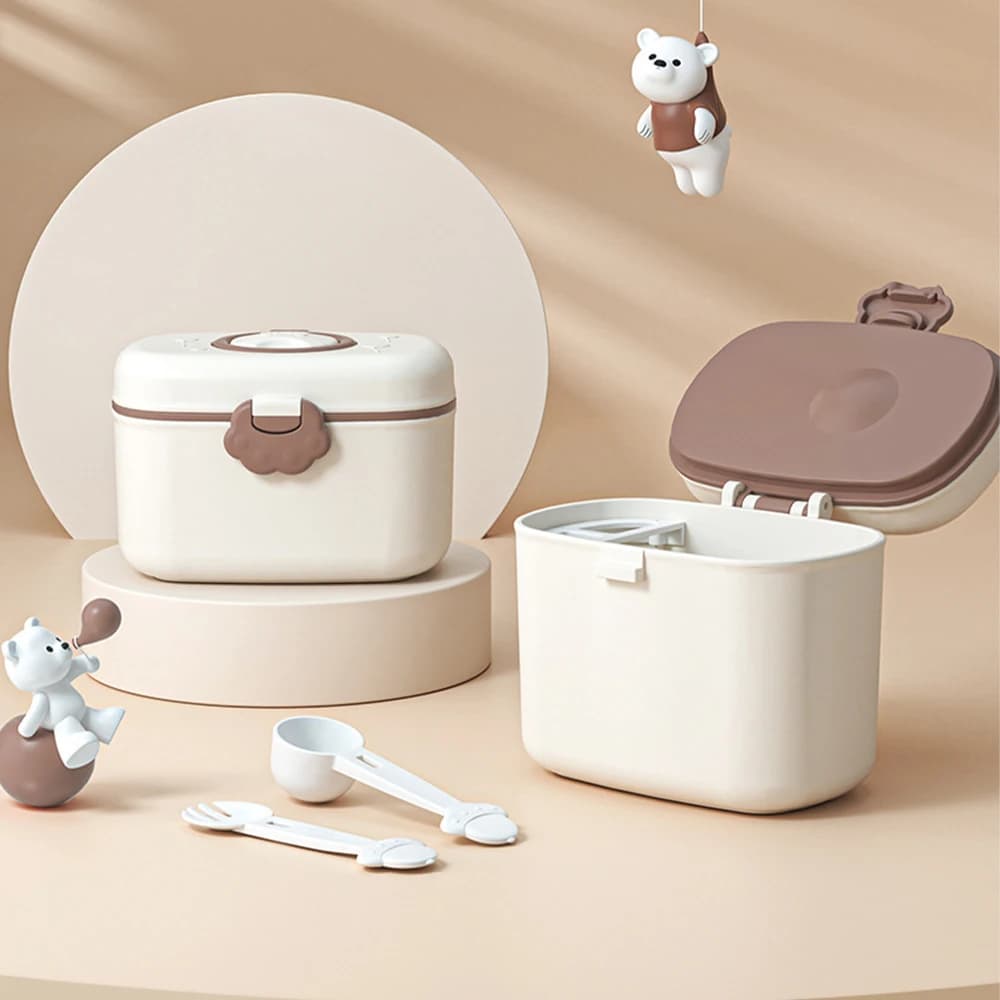 Contenitore per dispenser di latte in polvere portatile per contenitori per latte in polvere con maniglia per il trasporto e cucchiaio per attività di viaggio all'aperto