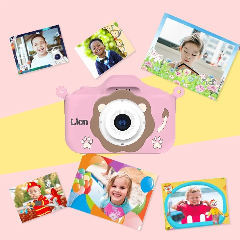 Fotocamera digitale per bambini Cartoon Fotocamera HD 1080P impermeabile Doppia lente Anti goccia Piccolo DSLR con/senza scheda di memoria da 32 GB + lettore + adattatore