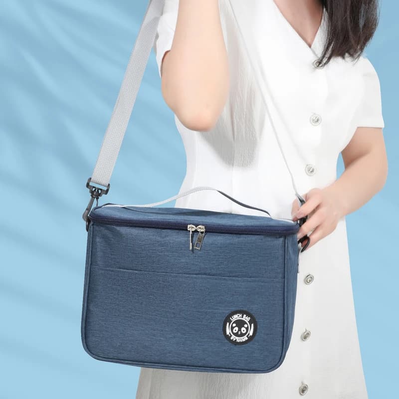 Borsa termica di medie dimensioni con tracolla, borsa per il pranzo, borsa per il pranzo impermeabile addensata per studenti. -zmt