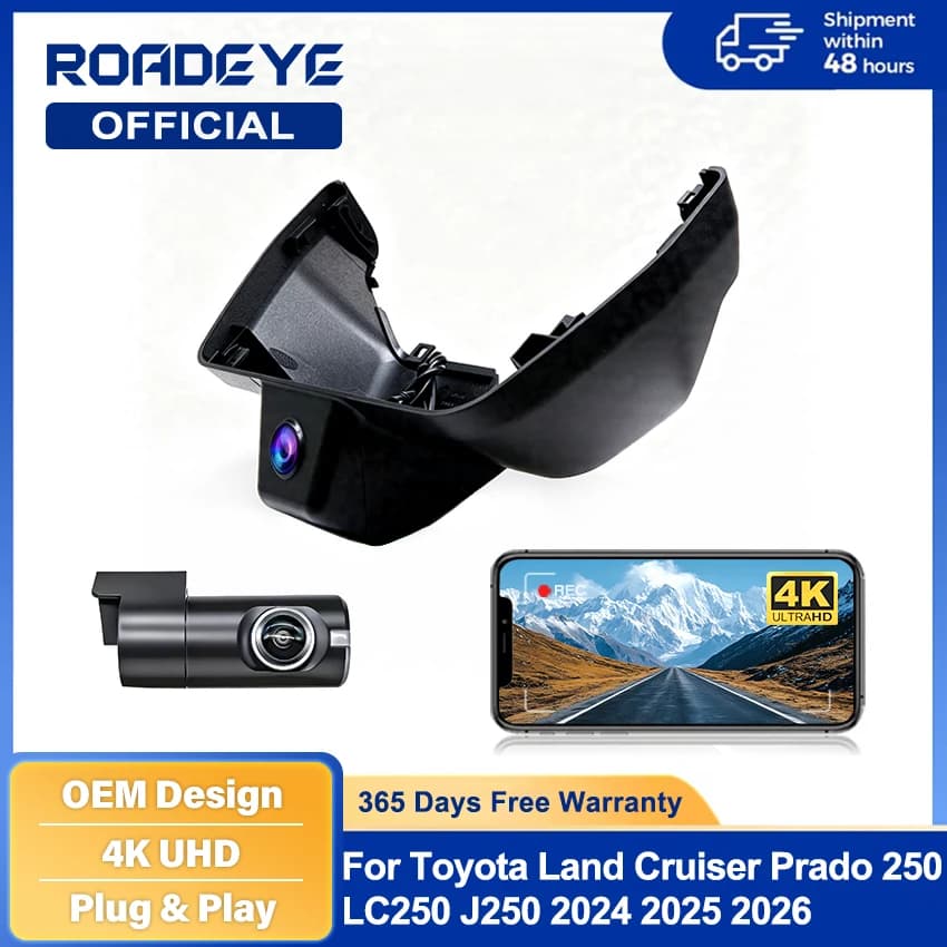 For Toyota Land Cruiser Prado 250 LC250 J250 2024-2026 4K HD Plug and play Dashcam Dvr,WiFi Car Camera, OEM Style Night Vision
