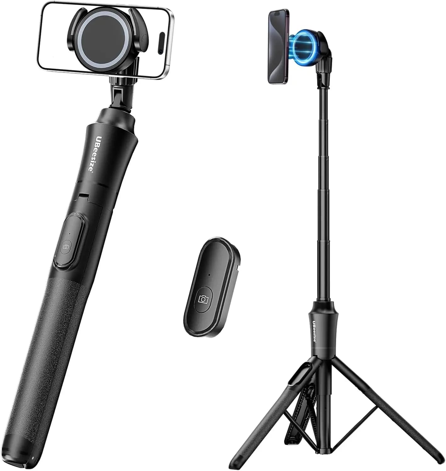 Treppiede magnetico per selfie stick con telecomando wireless, supporto estensibile per iPhone 15/14/13 e telefoni Android