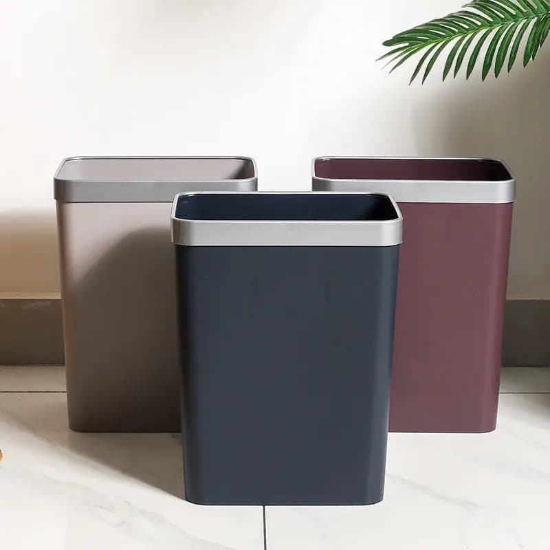 New Rectangular Ring-Pressed Trash Can Bedroom Dormitory Hotel Room Home Use Japanese Simple Uncovered Trash Can for Cleaning