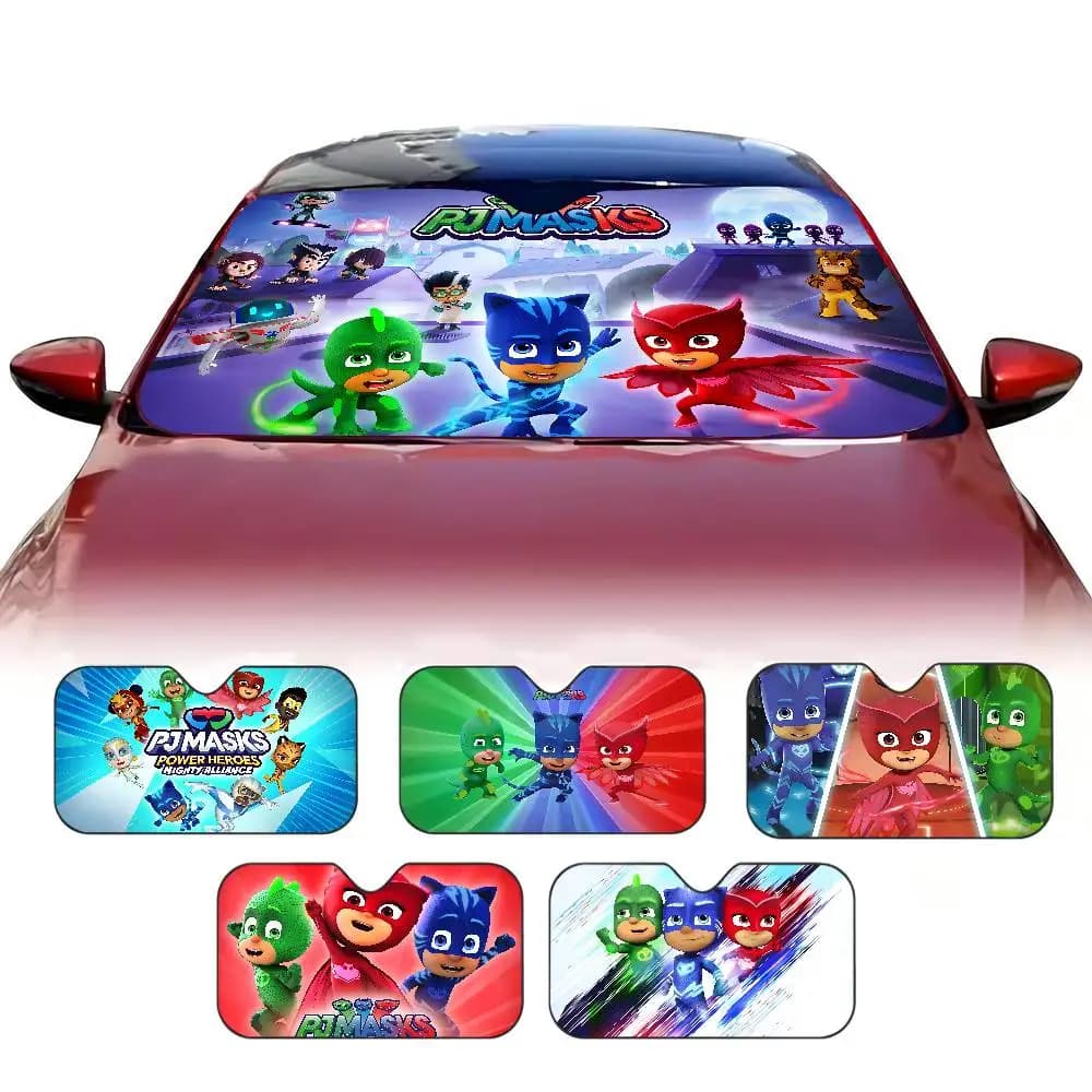 Cartoon PJ M-Masks Car Solar Protection Heated Windshield Sunshade Car Window Windscreen Cover Sun Shade Auto Sun Visor