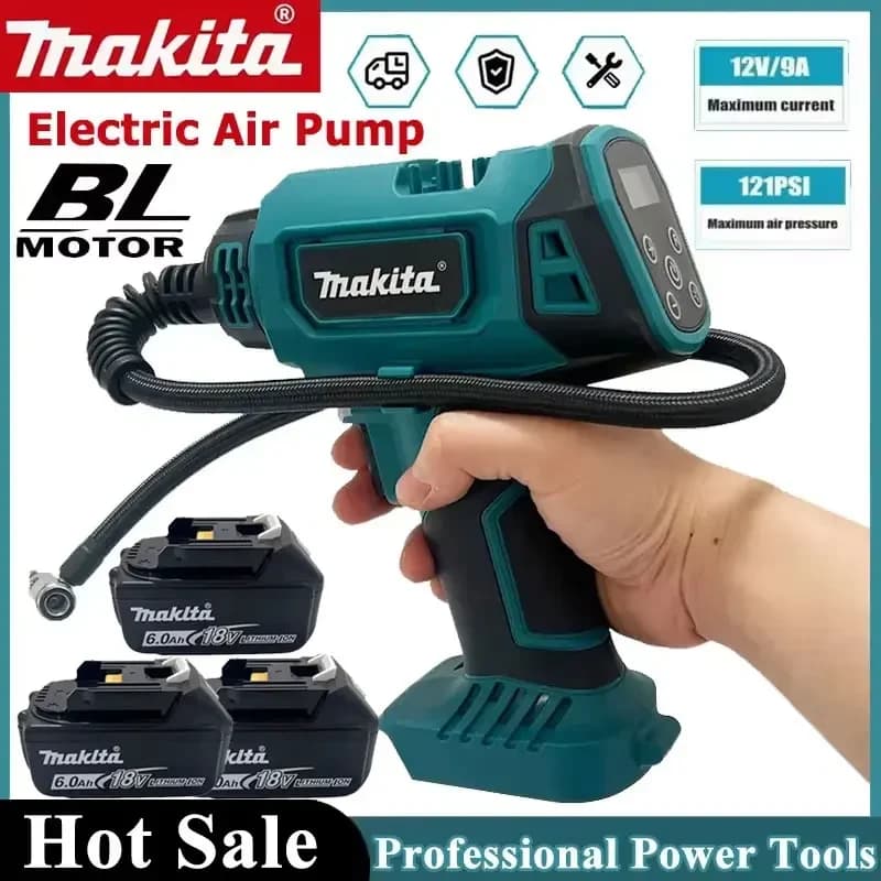 Pompa ad aria elettrica senza fili Makita, gonfiatore automatico ricaricabile per pneumatici auto, utensile portatile per batterie Makita 20V/18V
