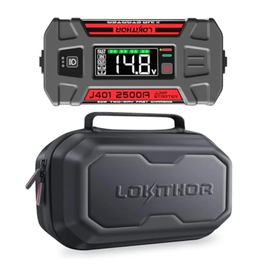 Avviatore di emergenza Avviatore di ponticello per batteria da 2500 A Scatola di emergenza portatile da 12 V con cavi di ponticello per gas fino a 8,5 litri e 6,5 litri Di