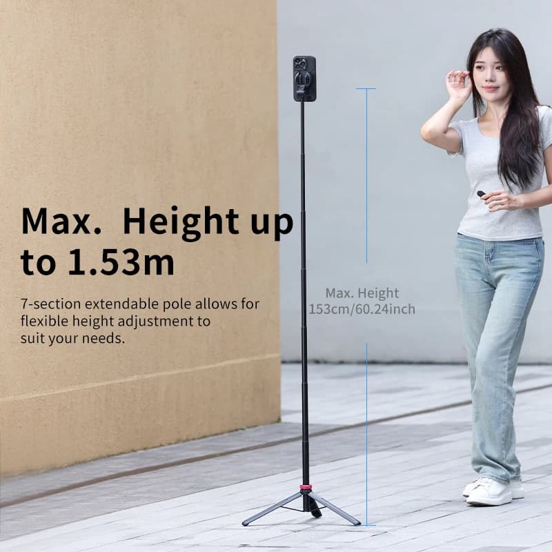 Treppiede magnetico per smartphone Ulanzi MT-84 da 1,53 m 360 ° Telecomando con rotazione 10 m per selfie streaming live Vlog