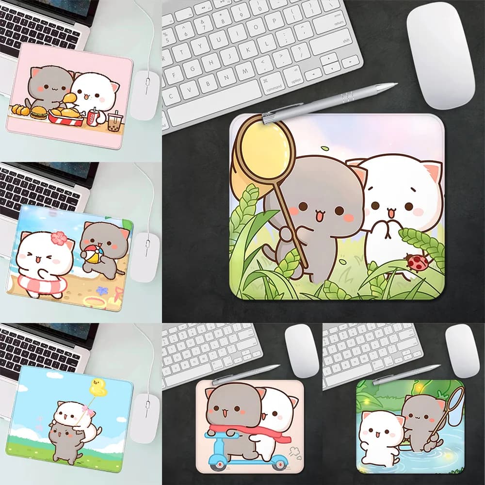 Peach Mochi Cat Gaming Mouse Pad XS piccolo Mousepad per PC Gamer decorazione Desktop tappetino per Mouse da ufficio tappetino da scrivania