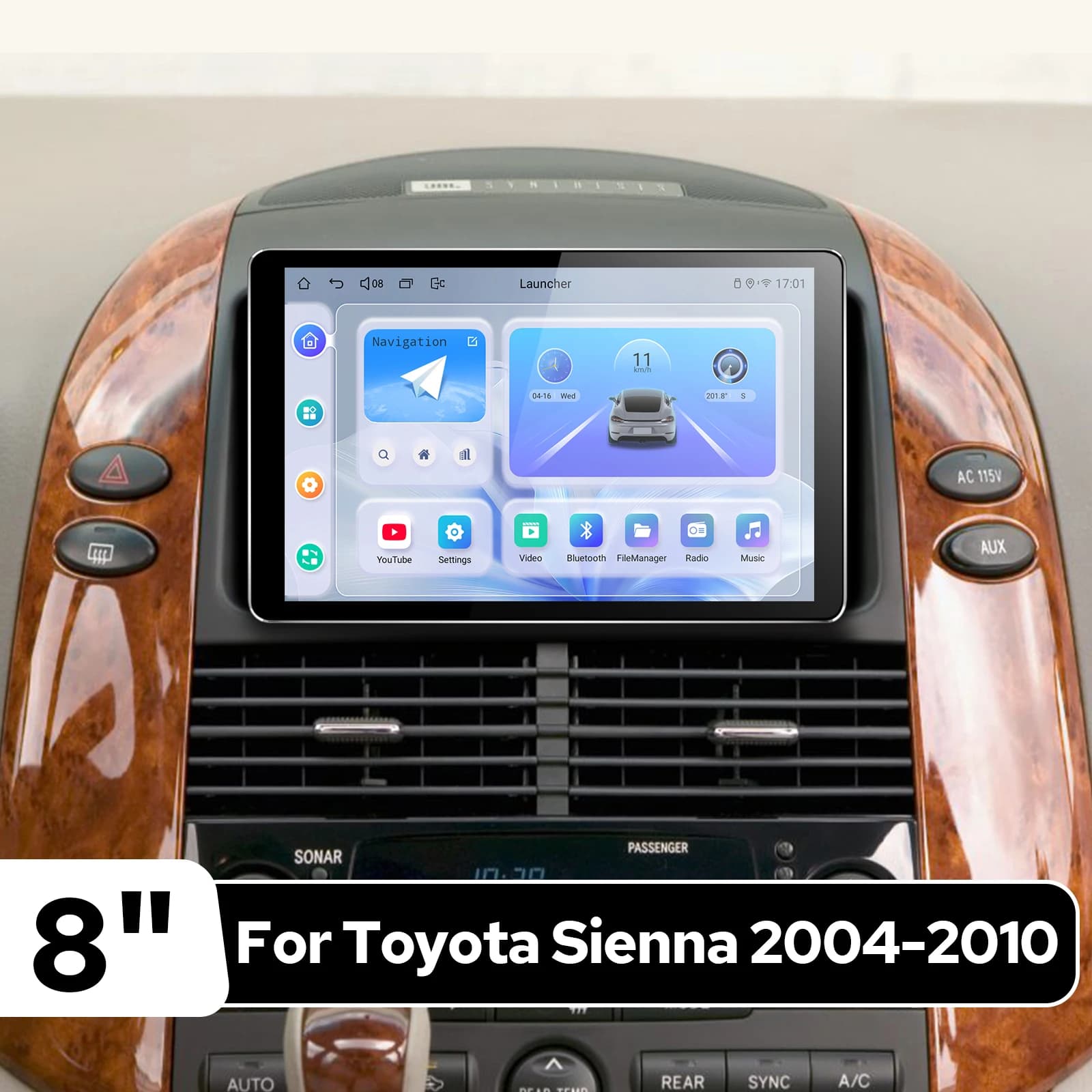 JOYING Autoradio Android 8" 1280×800 per Toyota Sienna 2004-2010 4GB+64GB CarPlay & Android Auto Plug&Play Lettore Multimediale