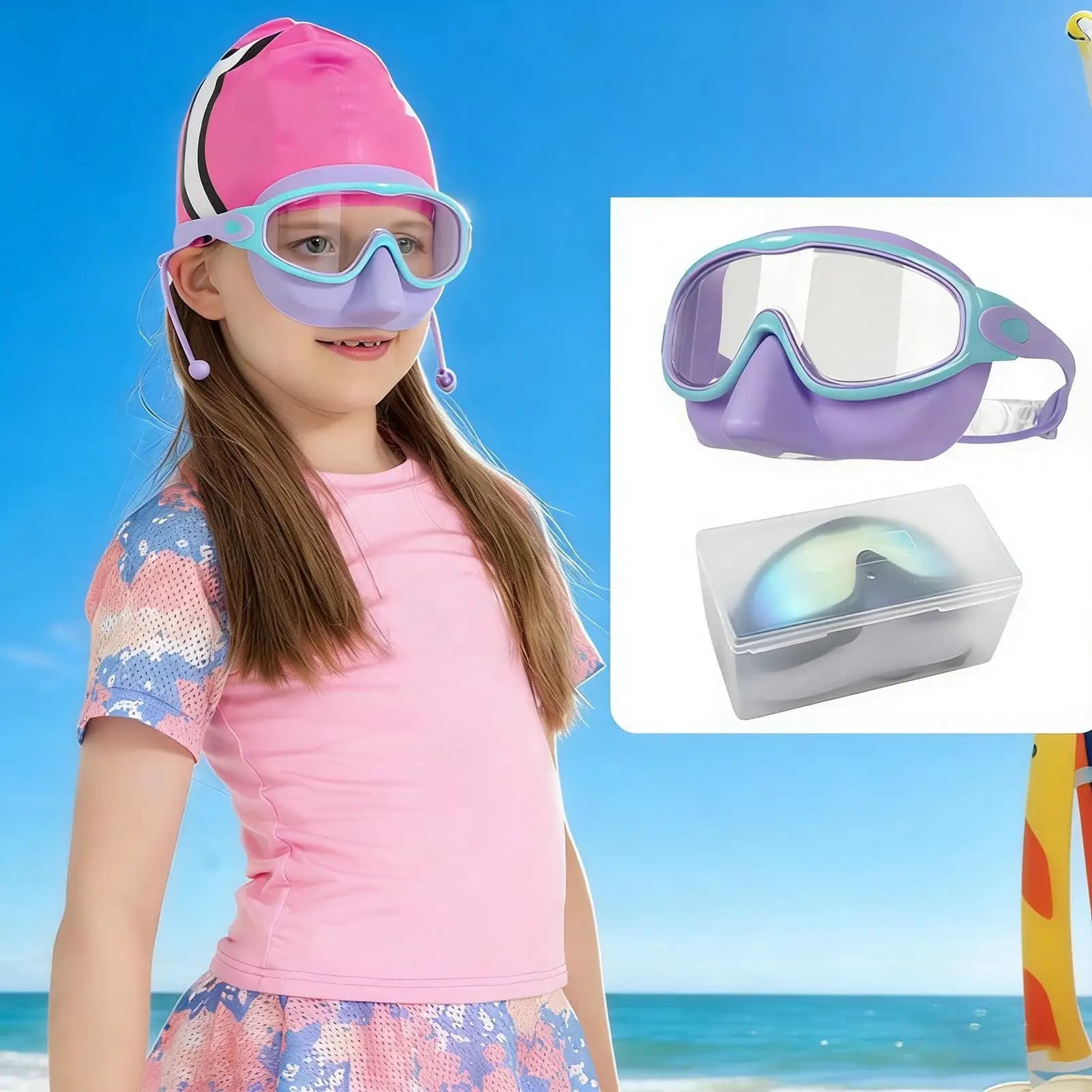 Occhialini da Nuoto Impermeabili per Bambini, Design Antiappannamento per una Visione Chiara, Comodi Occhiali per Sport Acquatici, Ideali per Allenamento in Piscina e Spiaggia