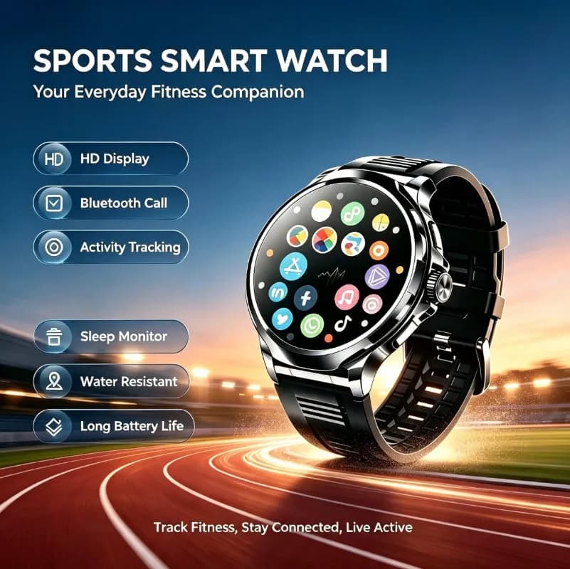 New Unisex 4G SIM Sports Smart Watch Curved Eye Care Display Large Storage Bluetooth Call Social Notification Wristwatch
