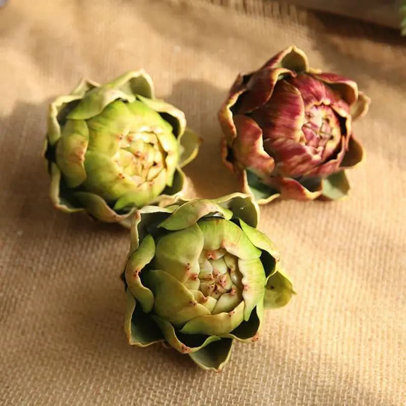 New Artificial Artichoke Model Vase Filler Fake Vegetables And Fruits Faux Plant Kitchen Decorations Home Art Decor