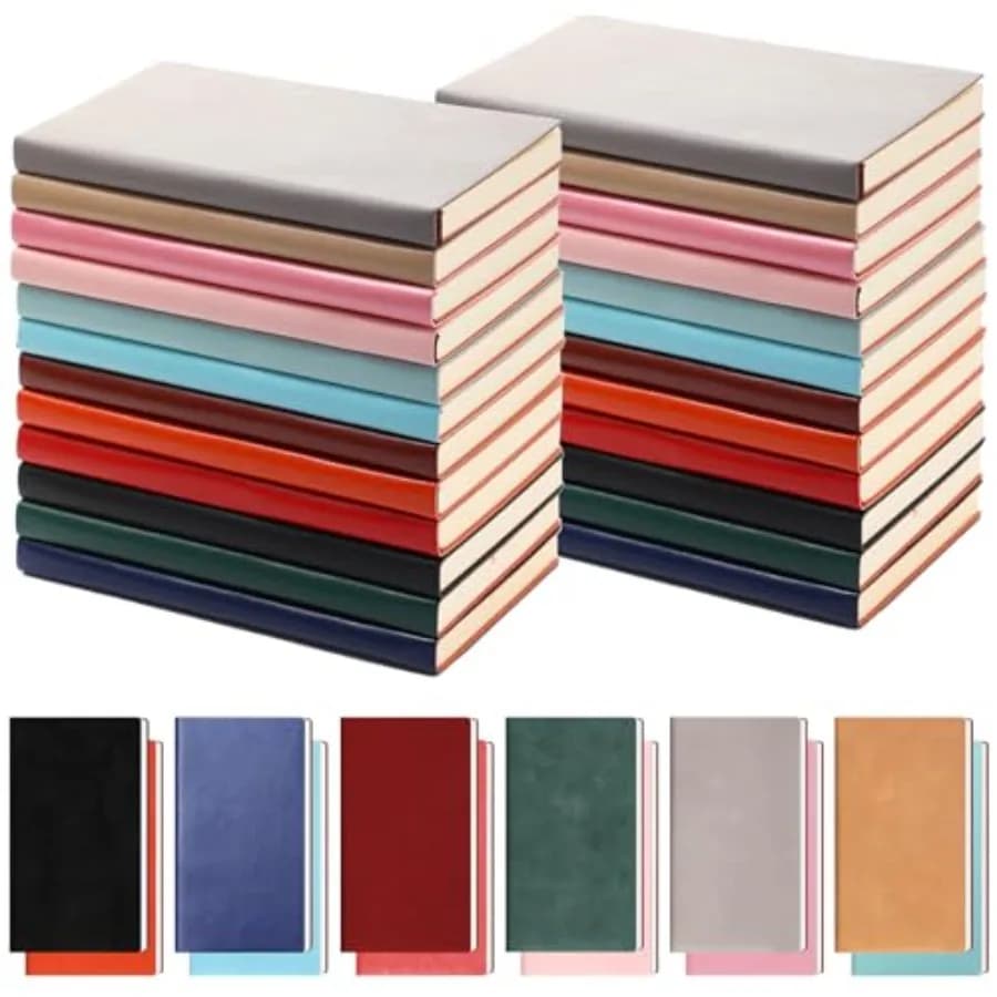 36 Pcs Pocket Notebook Journals Bulk 4x7 inch Small Leather Lined Notebooks Mini Cute Ruled Notepad for Writing 200 Pages Offic
