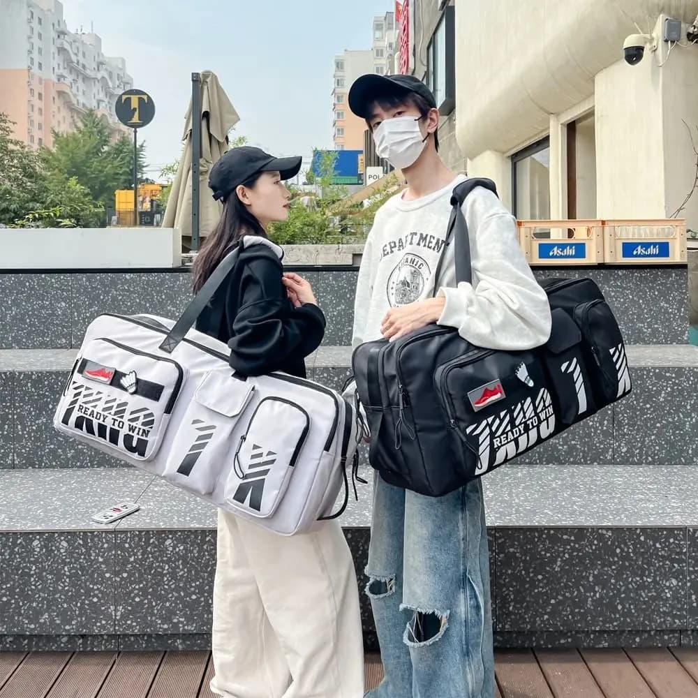 Large Capacity Badminton Racket Handbag Multifunctional Shoes Compartment Tennis Shoulder Bag Waterproof Carrying Handbag