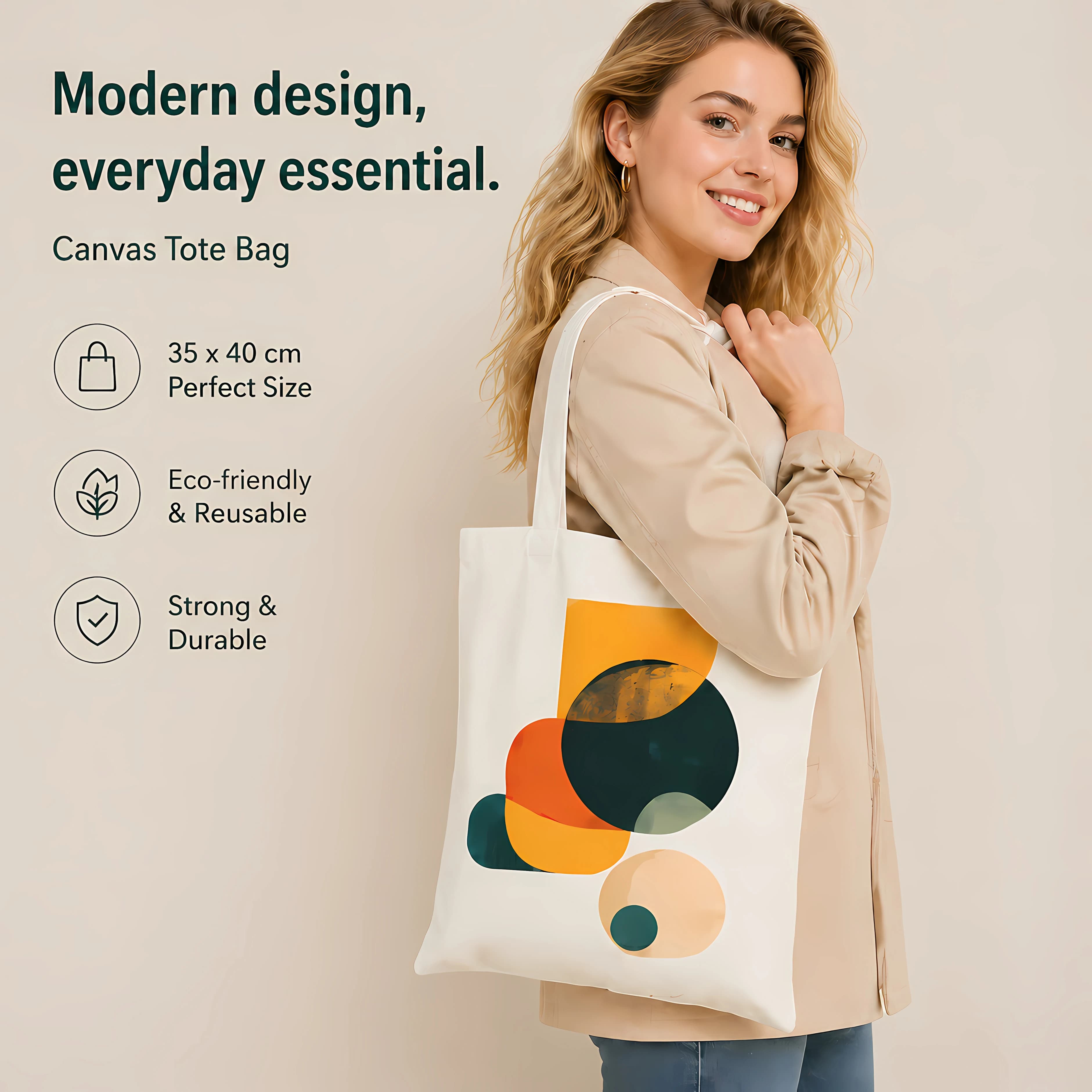 Borsa tote in tela con stampa artistica astratta, borsa a tracolla estetica riutilizzabile per la spesa, borsa a mano resistente e durevole, sostenibile