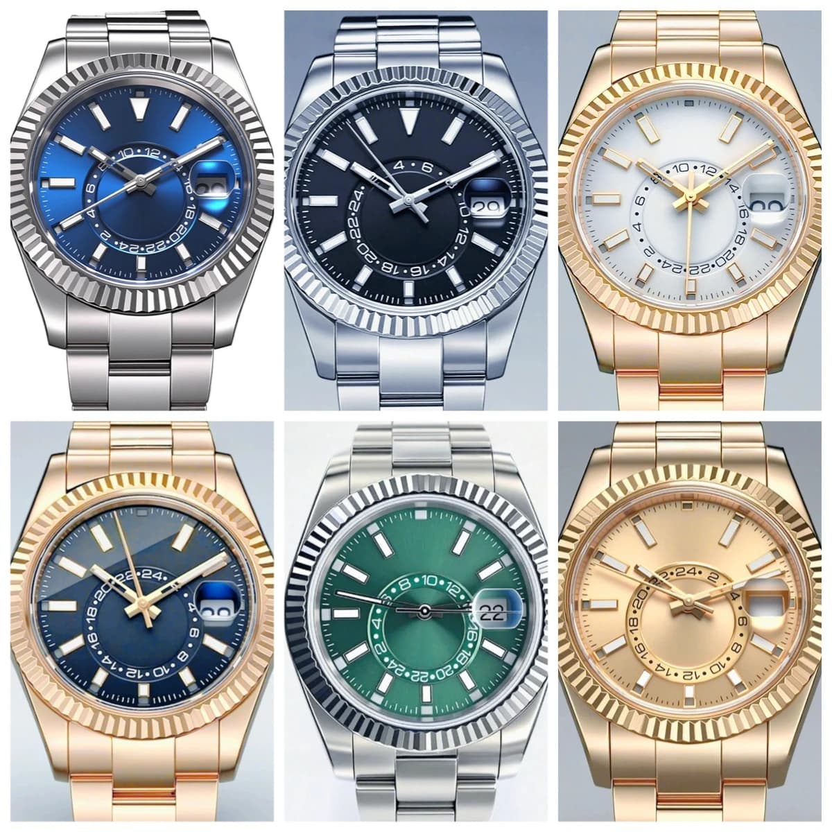 41mm Luxury Men Automatic Mechanical Movement Black Blue Gold Three Tone Luminous Waterproof Sapphire Glass Stainless Steel