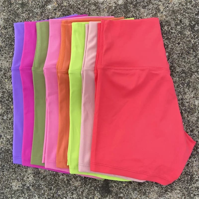 Solid color sexy woman shorts, high waist, for fitness, sports, yoga, cycling, full workout, jogging, anti-transparency (squat proof)