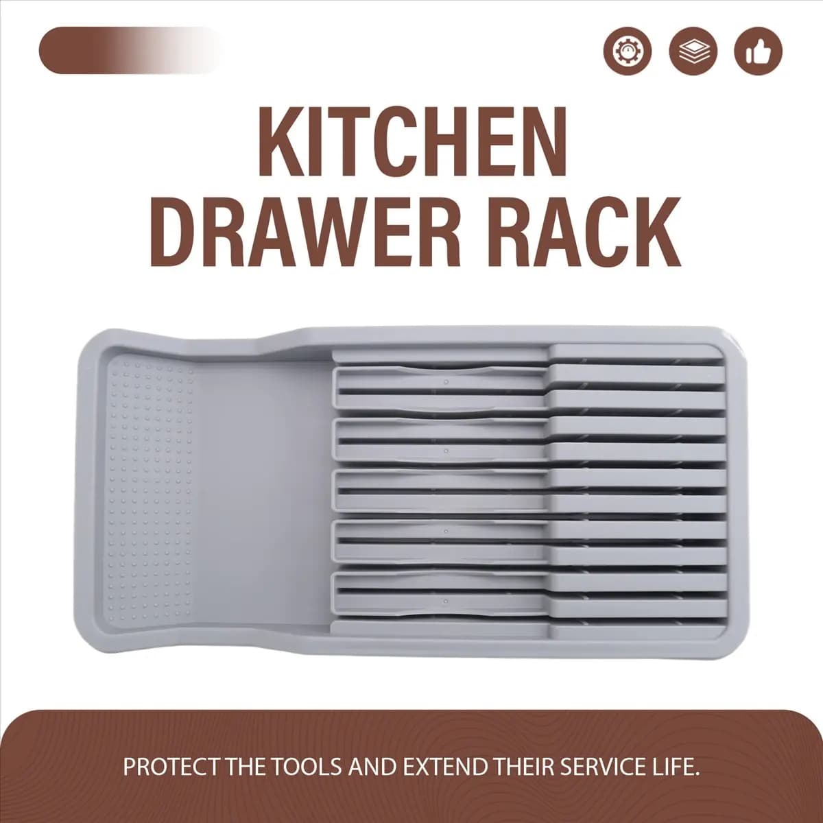 [CLOS] Knife holder, in the drawer Knife holder with expandable tray Organizer for kitchen drawers Insert for 11 knives