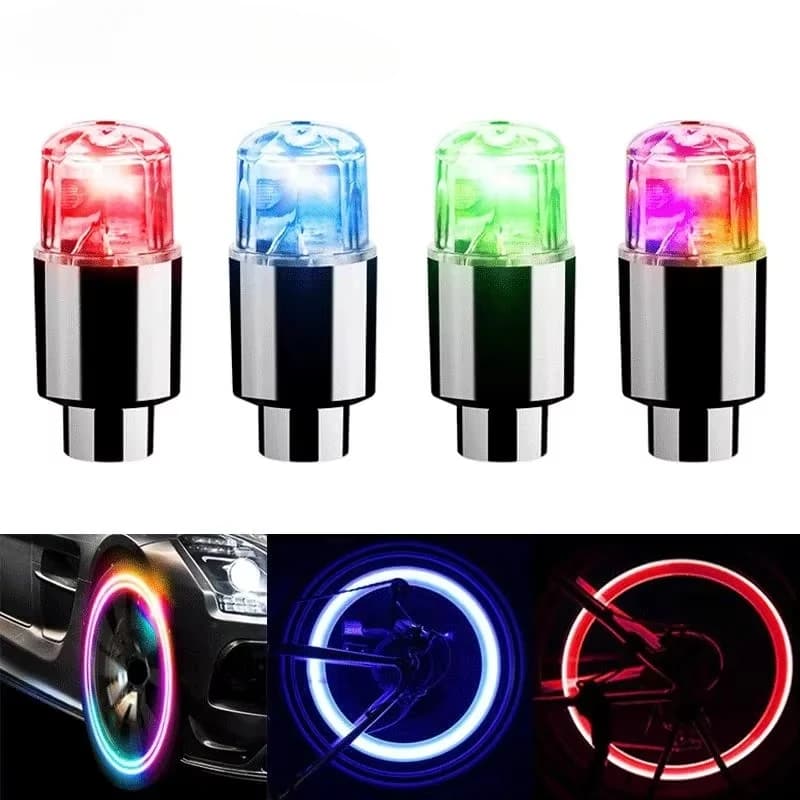 Luci al neon per raggi per biciclette Luci per ruote per biciclette Lampada lampeggiante per mountain bike da strada Moto LED Tappi per valvole per pneumatici Luce