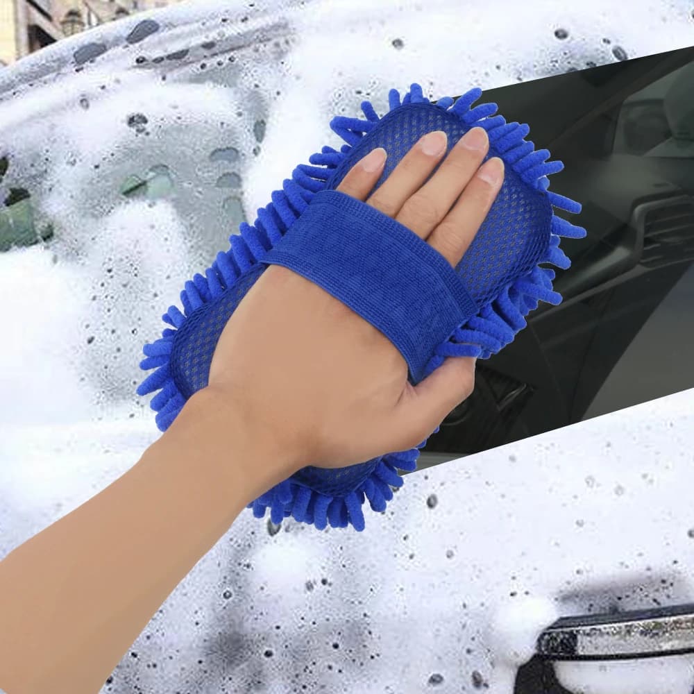 Guanti per il lavaggio del corpo del finestrino dell'auto Guanti per lavaggio della spazzola per moto in ciniglia morbida in microfibra per la pulizia dell'auto