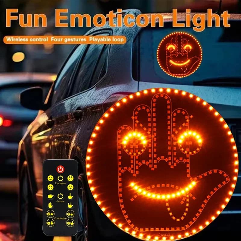 Lampada Creativa a Tre Modelli con Gesti, Luce LED per Interni Auto, Segnale Gesto Manuale per Lunotto Posteriore, Segnale Dito Medio, Luce di Avvertimento Freno