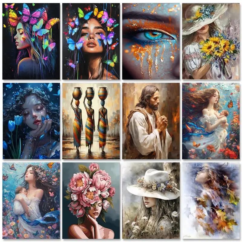 GATYZTORY Acrylic Painting By Numbers Woman Girl Drawing By Numbers For Adults Home Decors Artwork Gift Diy Set Artwork Paint Ki