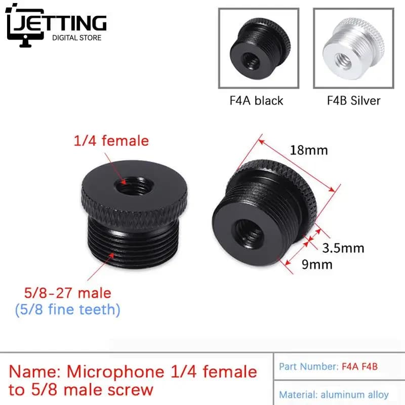 Mic Stand Adapter 1/4 to 5/8 3/8 to 5/8 Female to Male Screw Thread Adapter for Camera LCD Monitor Microphone Stand Adapter