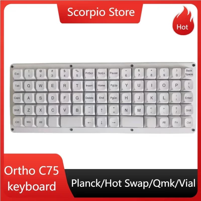 Ortho C75 Planck Tastiere meccaniche Modalità singola personalizzata Qmk/Fial in linea Layout Ortogonal Tastiera cablata tipo C sostituibile a caldo