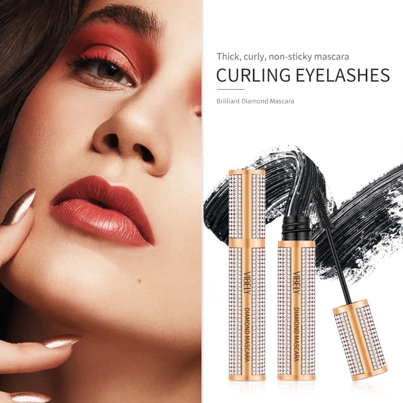 Diamond 4D Mascara Silk Fiber Waterproof Extension Long Eyelashes Extension Black Mascara Thick Eye Makeup Products Cosmetics