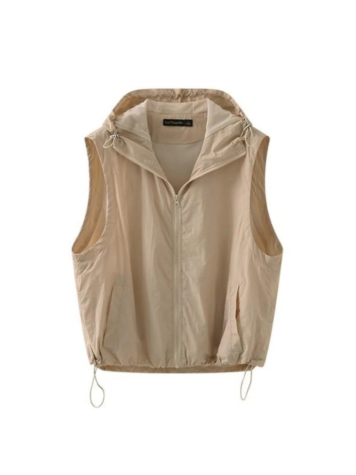 Gilet Estivo da Donna Color Kaki Leggero e Traspirante con Cappuccio, Casual e Alla Moda, con Cerniera e Protezione Solare