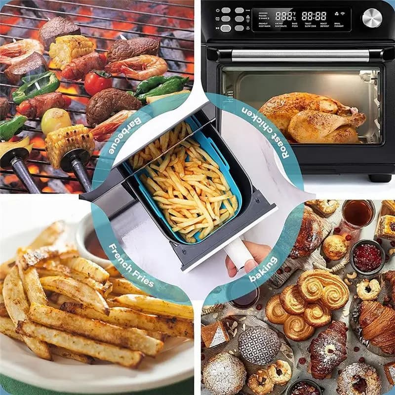 A78I Air Fryer Liners for Air Fryer Dual, Reusable Air Fryer Silicone Liner for Air Fryer Accessories,Black
