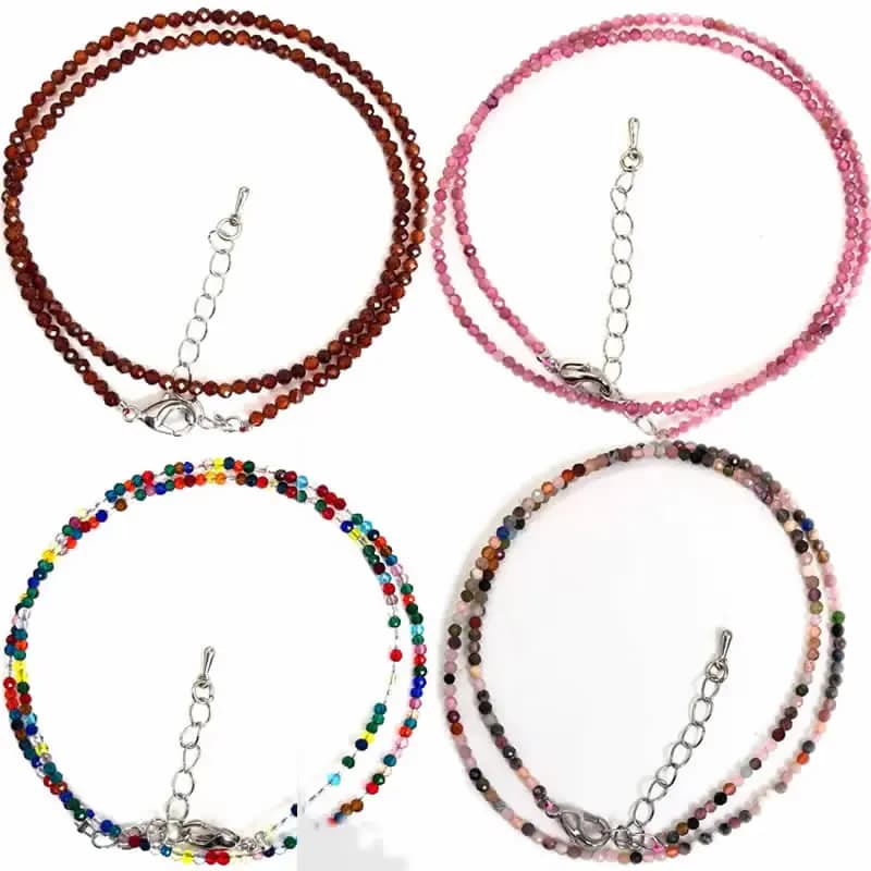 2025 New Boho Exquisite 2mm Natural Stone Necklace Small Chain Ladies Fashion Bracelet Accessories Charm Jewelry Accessorie