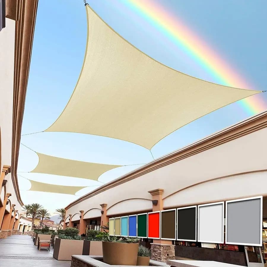 Tenda Parasole Rettangolare Beige 8x16 per Esterni, Telo Ombreggiante per Patio, Protezione UV UPF50, Blocco UV al 95%, Resistente, Impermeabile, RTAPR0816