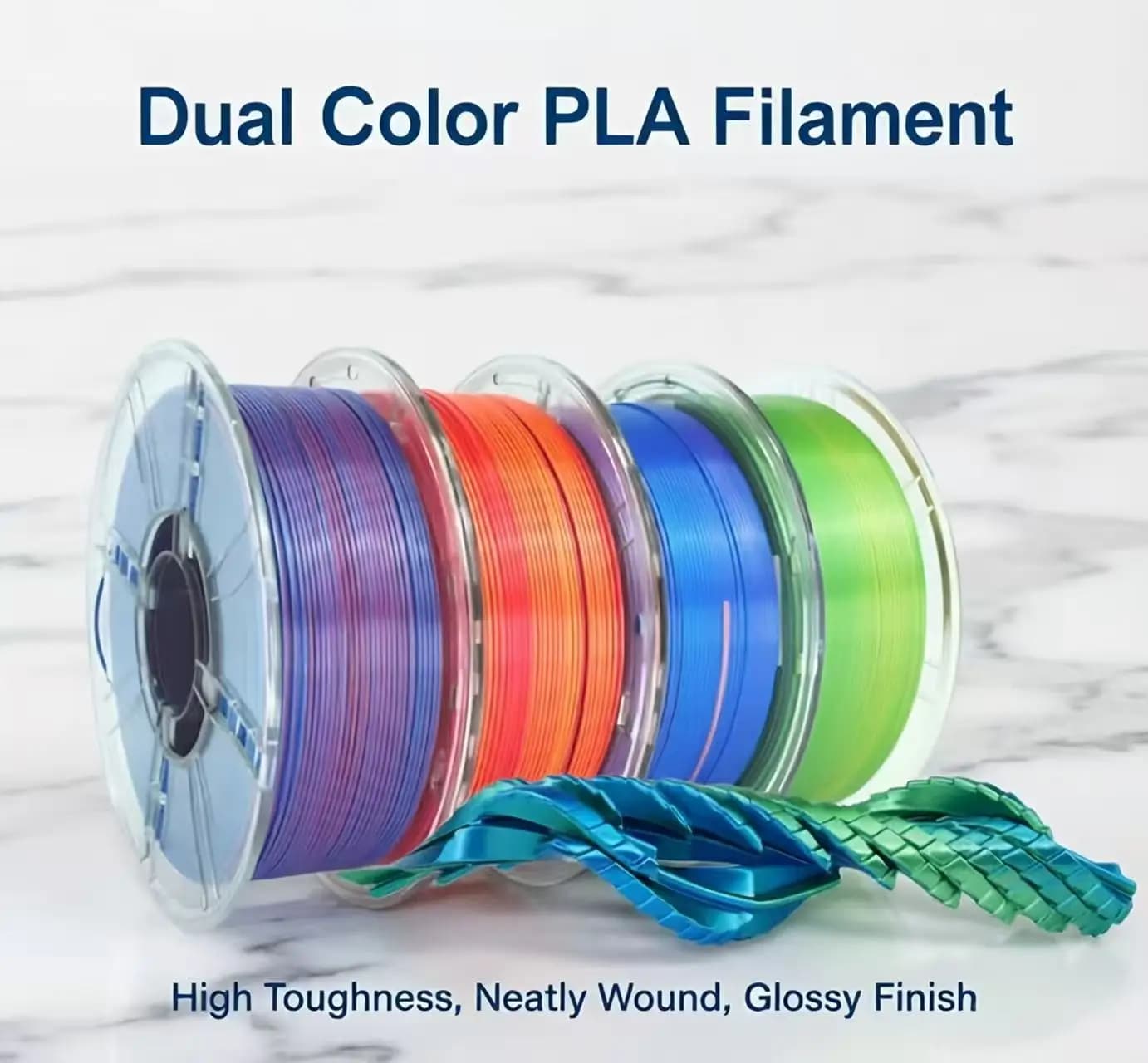 Filamento PLA Lucido Effetto Seta per Stampa 3D 1.75mm, 1kg, Finitura Metallica Brillante, Forte Adesione tra gli Strati, Compatibile con la Maggior Parte delle Stampanti FDM