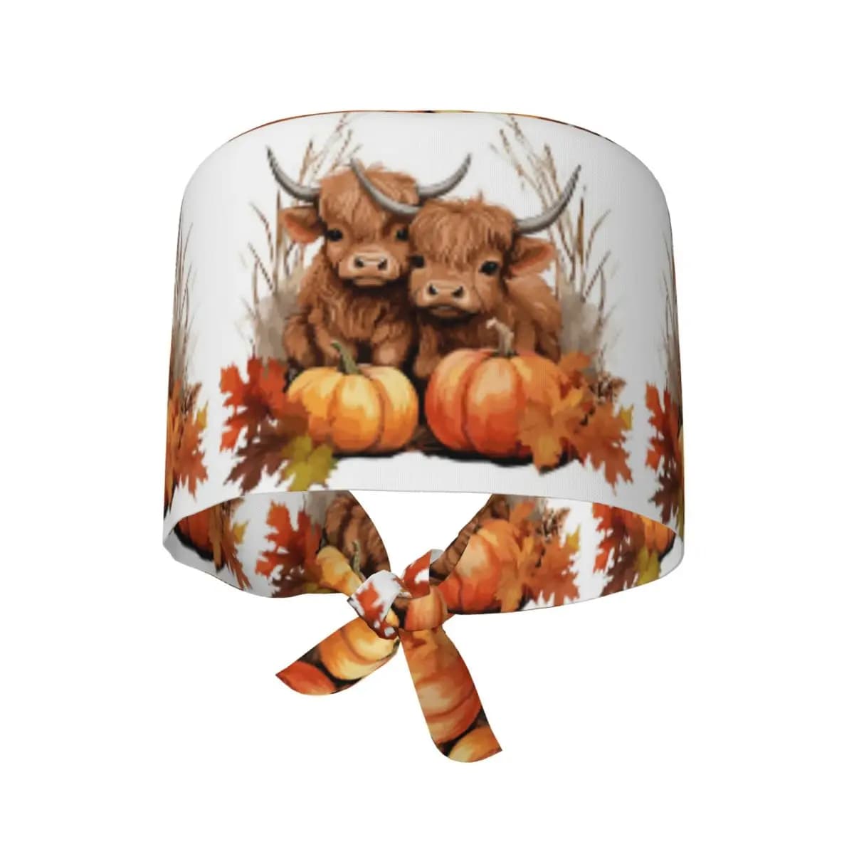 Cappello Chirurgico Regolabile Highland Cow Calf Autumn Leaves (6) per Uomo e Donna, Berretto da Infermiere per Dentista