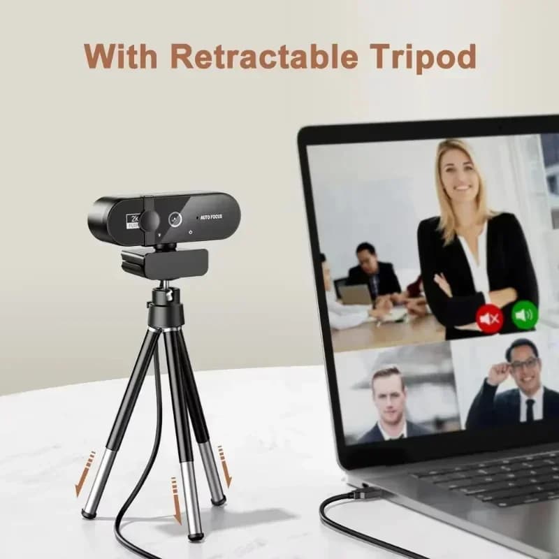 Webcam Lenovo 4K HD Mini con Microfono, Webcam 2K Full HD con Autofocus, Webcam USB per PC e Laptop, Videocamera per Riprese Video