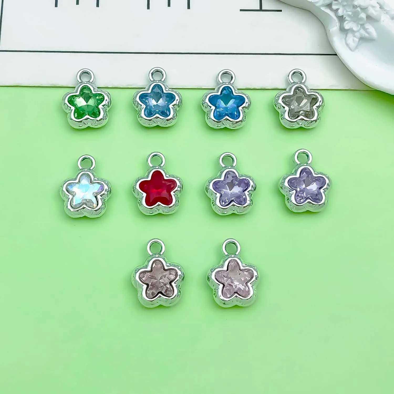10pcs 12*15mm Alloy Stars Charms with Rhinestones Pendants for DIY Bracelets Necklaces Earrings Jewelry Making Accessories
