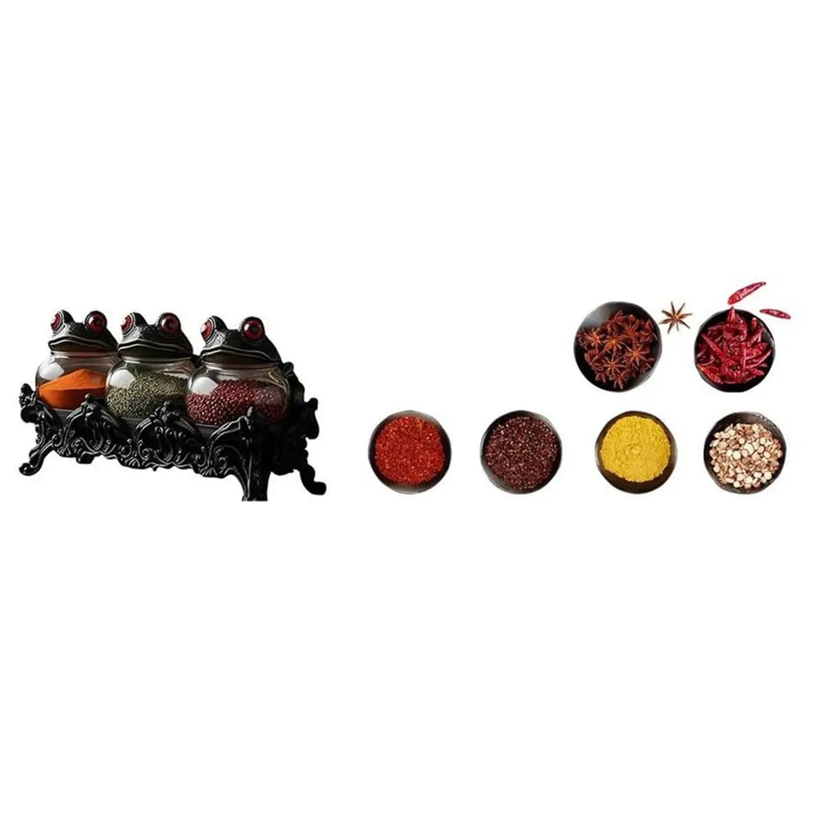 Handcrafted Witchy Frog Spice Jars Clear Seasoning Jars 3pcs Frog Spice Jar Set Spice Containers for Salt Pepper