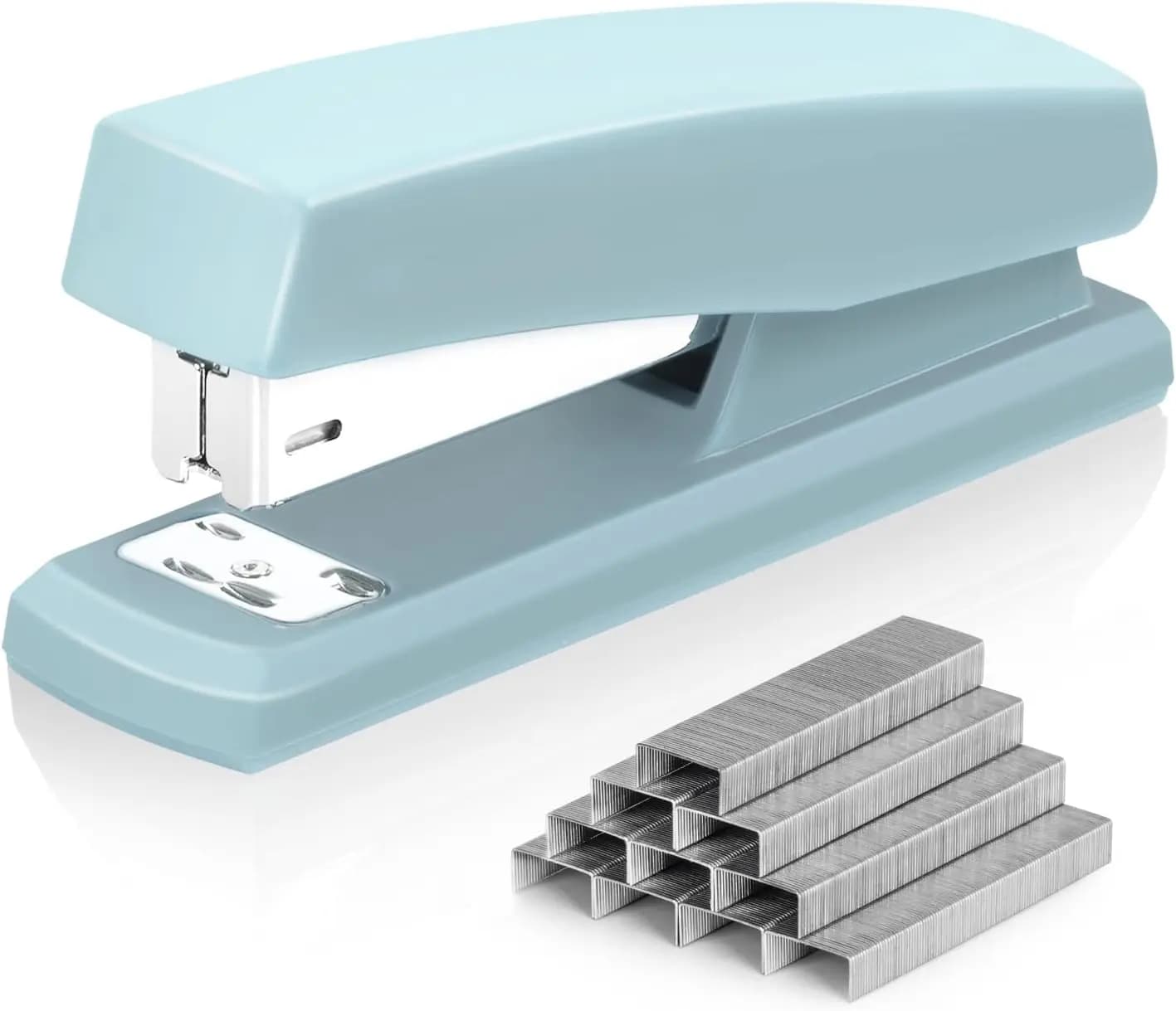 Cucitrice da scrivania con 640 graffette, capacità 25 fogli, blu, base antiscivolo per ufficio e casa