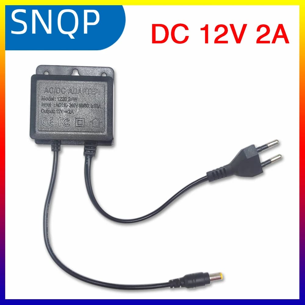 Adattatore di alimentazione impermeabile con spina europea DC12V 2A per telecamere di sorveglianza CCTV, caricabatterie NVR DVR, ingresso AC100V-240V 5.5*2.1mm