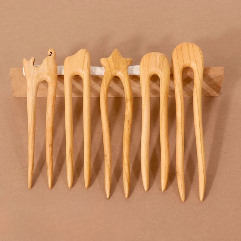 Forcina a forma di U in legno di pesca Forcina stile antico Capelli a spirale Capelli legati Accessori per forcina in legno Forcina in legno massello