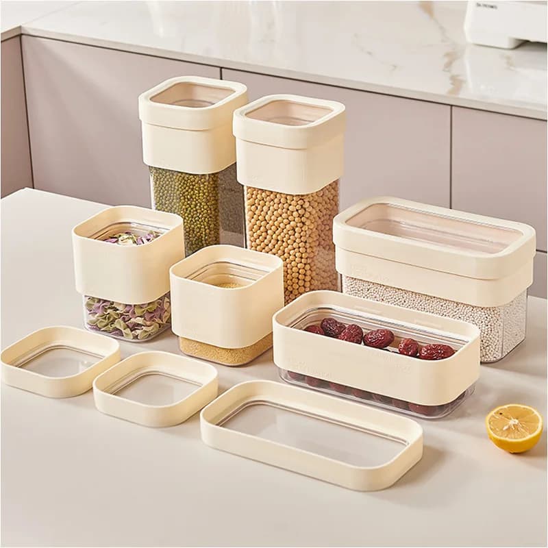 Kitchen Airtight Containers Plastic Sealed Jar Clear Food Storage Bottles Coffee Beans Suger Container For Grains Spaghetti