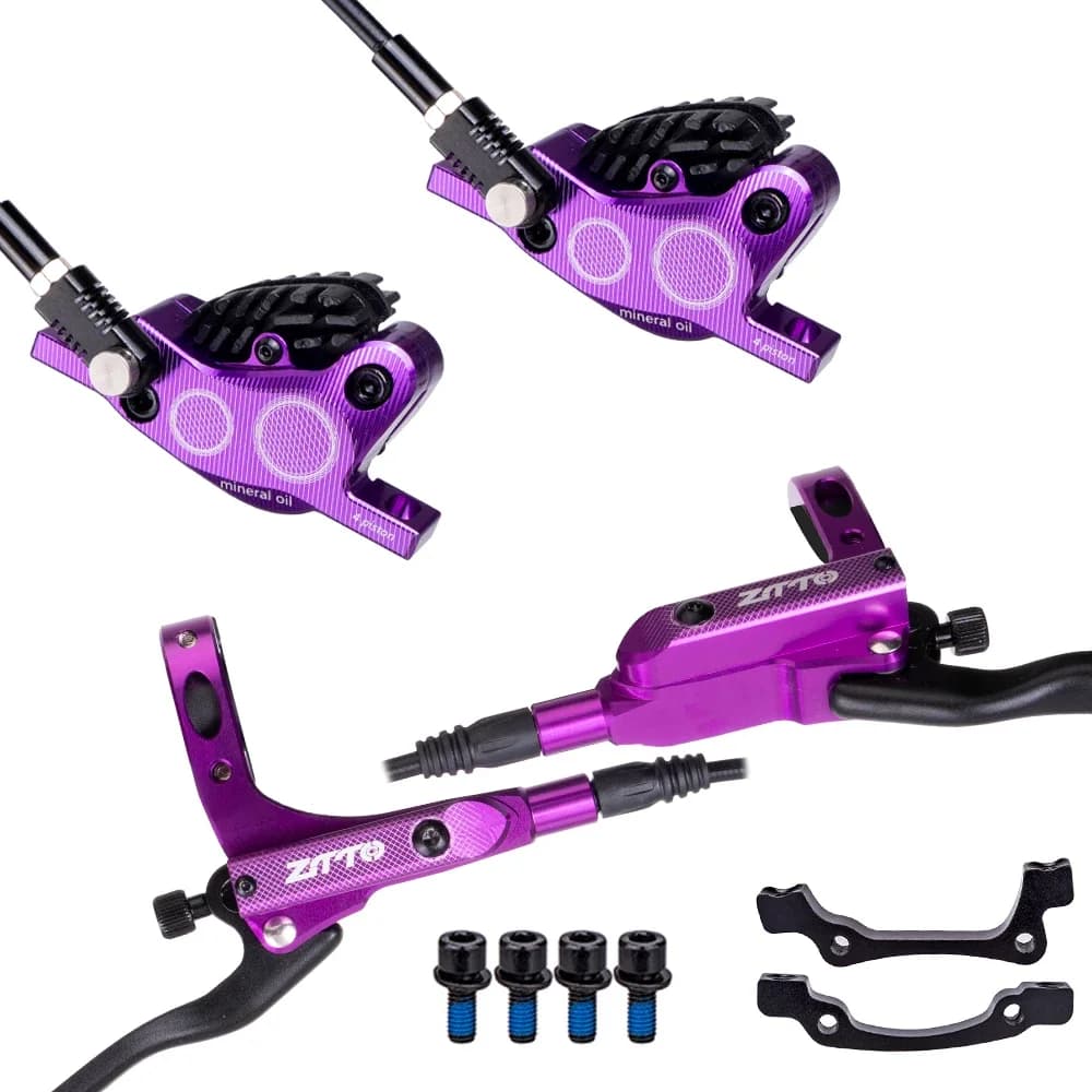 Freno a disco idraulico per bicicletta MTB Freno a 4 pistoni con pastiglie di raffreddamento Ice Tech Pressione olio Bici da strada XC Trail Pinze 800mm/1450mm