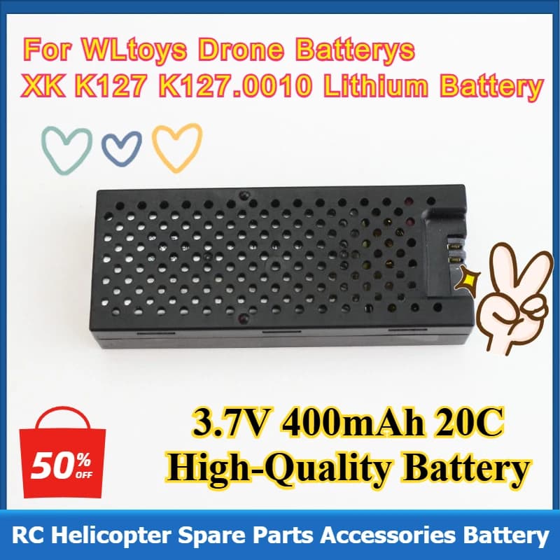 3.7V 400mAh 20C Batteria Per WLtoys XK K127 K127.0010 Batteria Al Litio RC Elicottero Pezzi di Ricambio Accessori Drone batterie