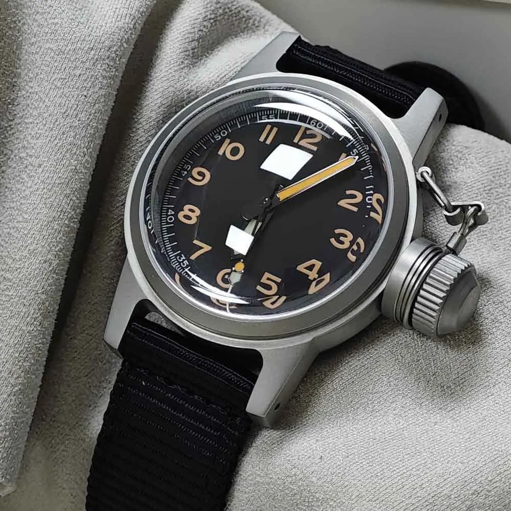 Orologio Automatico Subacqueo da Uomo 36mm NH35A con Lancette Lume C3 Arancioni e Verdi, Vetro Zaffiro Bombato, Corona a Vite Grande, Impermeabile 200m