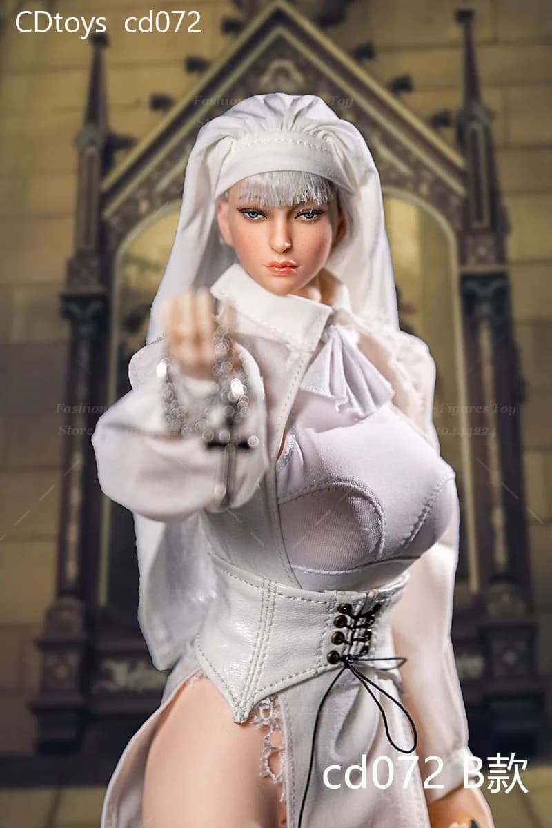 1/6 Women Soldier Classic Gothic Convent Nun Dress Shoes Stocking Uniform Clothes Set Fit 12" Action Figure Model