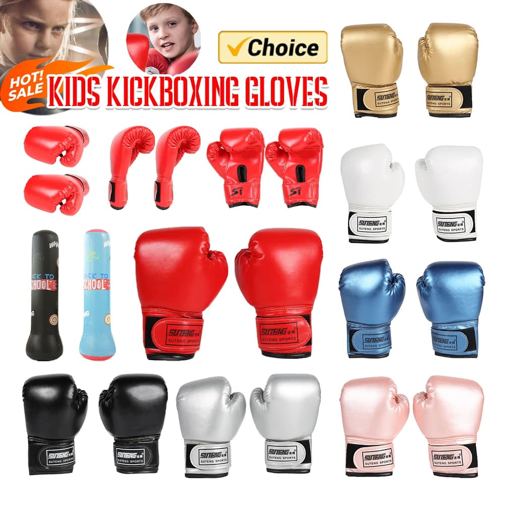 3-10 years Children's Boxing Gloves PU Leather MMA Fighting Boxing Bags Kickboxing Gloves Karate Muay Thai Kids Training Gloves