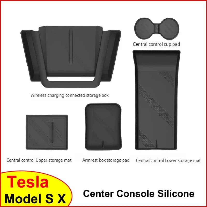 Scatola portaoggetti per controllo centrale per Tesla Model X Model S Console centrale Cuscinetto portaoggetti Scatola bracciolo Cuscinetti portaoggetti Accessori auto ModelX