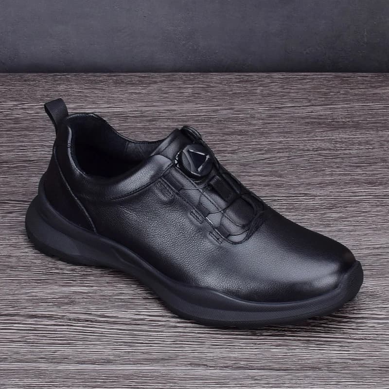 Scarpe in vera pelle da uomo Sneaker con fibbia rotante mocassini da corsa leggeri in pelle bovina Athletic Jogging Walking Original Sports